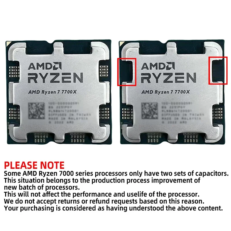 2026년형 AMD 라이젠 7 7700X R7 7700X CPU 8코어 16스레드 5.3GHz 언락 데스크탑 프로세서 소켓 AM5 게이밍 CPU (패키지 미포함)