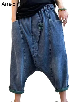 AmaxluluE 2025 été dames chinois lâche pantalon croisé femmes de luxe décontracté Harajuku jean dames classique Vintage Denim pantalon 1