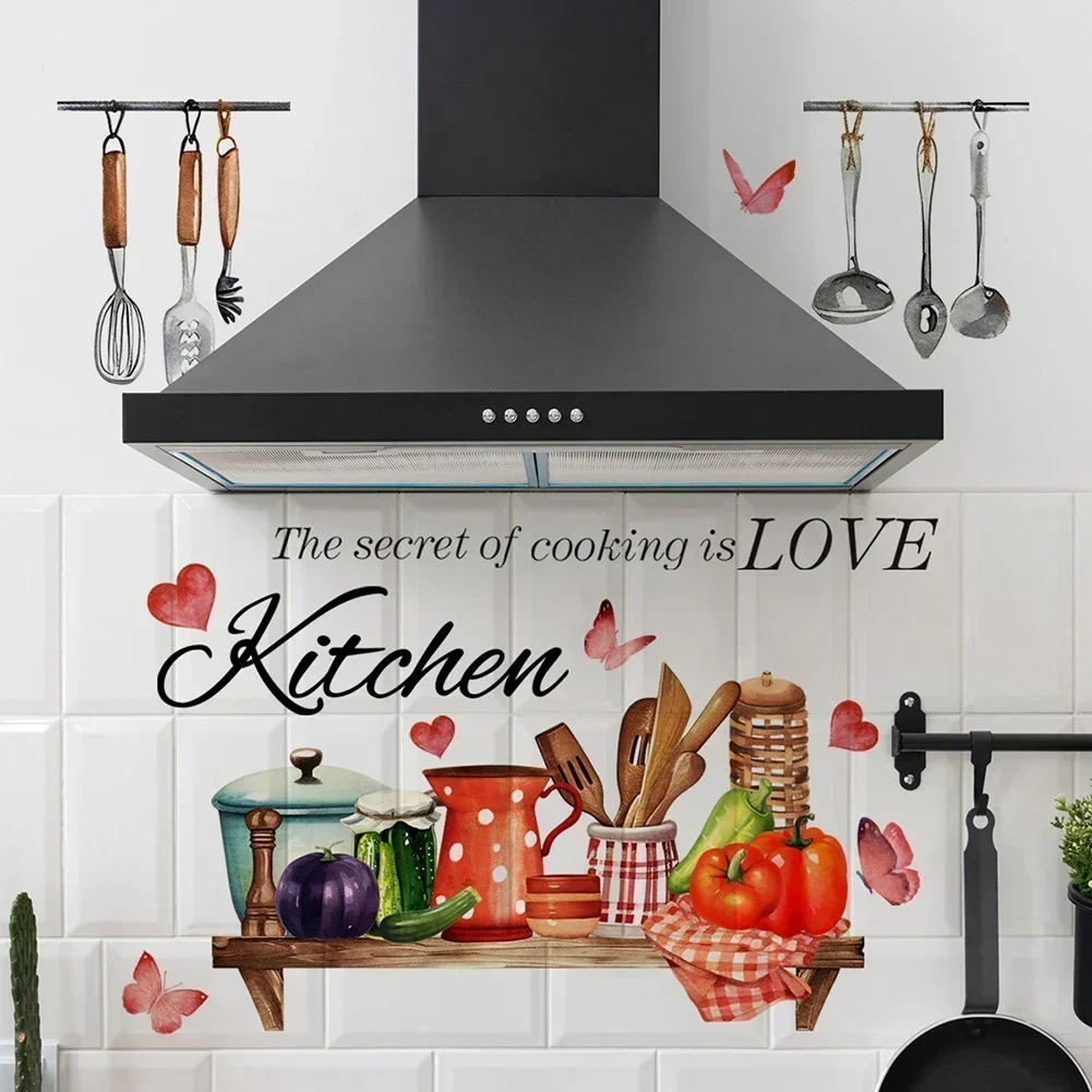 30*90cm English Kitchen Bee Butterfly Cartoon Wall Sticker Classic Background Wall Living Room Kitchen Home Decor Sticker wall stickers self adhesive stickers kitchen wall sticker