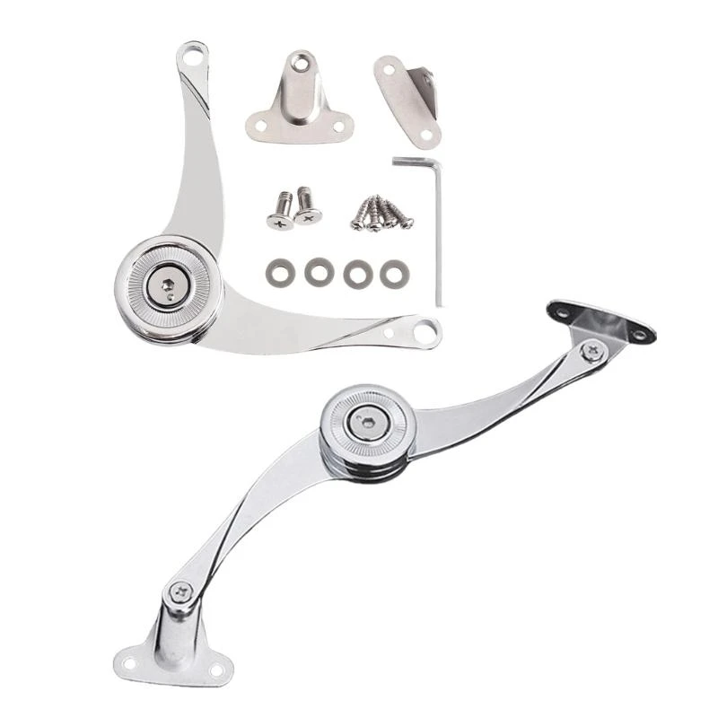 2Pcs Soft Close Lid Support Hinges Replacement Cabinet Lid Stay Folding Hinges Flap Hinge for Furniture Kitchen Cabinet M4YD