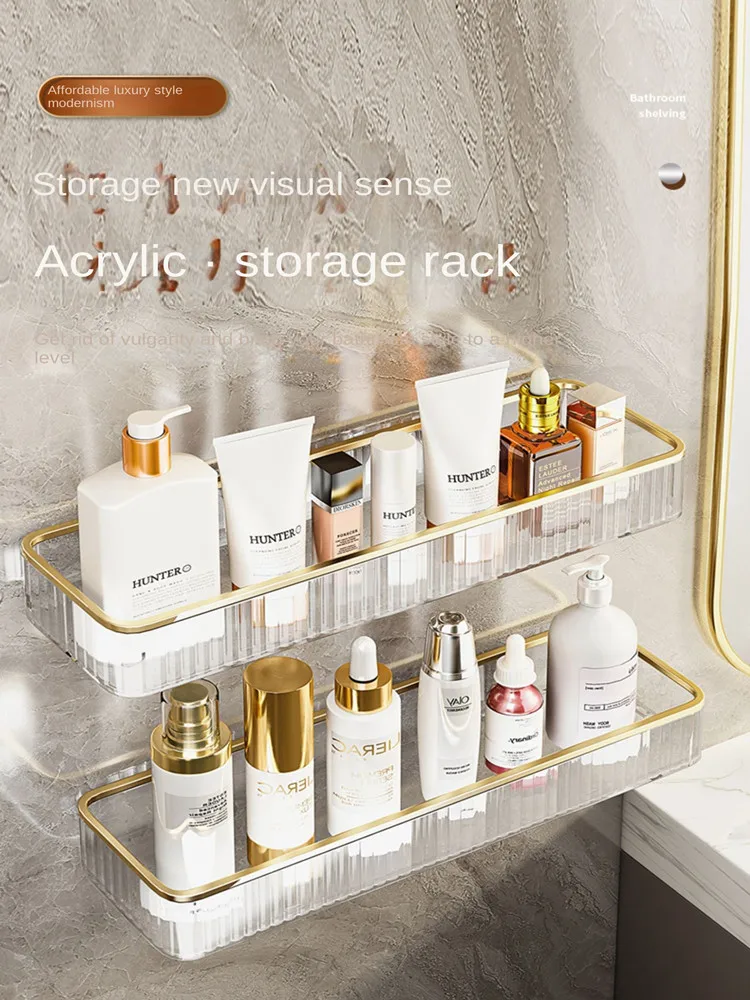 Scaffale in plastica di lusso leggero scaffale da appendere a parete  perforato gratuito per articoli da toeletta da bagno e Organizer per  cosmetici - AliExpress