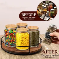 Multipurpose Wooden Revolving Spice Rack and Storage Tray for Kitchen Cabinets 1