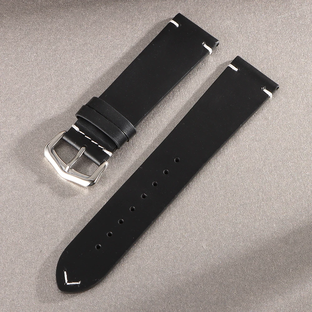 Vintage Retro Oil Wax Leather Watch Strap - Versatile Sizes and Unisex Design