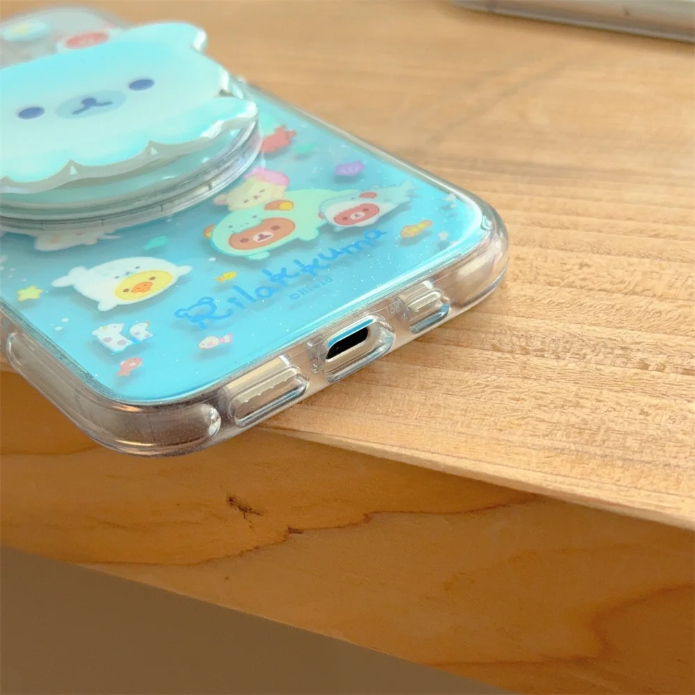 Adorable Rilakkuma Magnetic Stand Protective Phone Case with MagSafe Compatibility