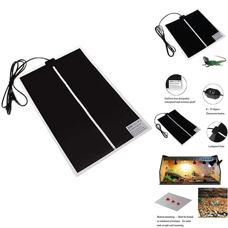 Termoforo Per Rettili Sotto Il Serbatoio Terrario Con Controllo Della Temperatura Per Tartarughe, Serpenti, Lucertole, Geckos