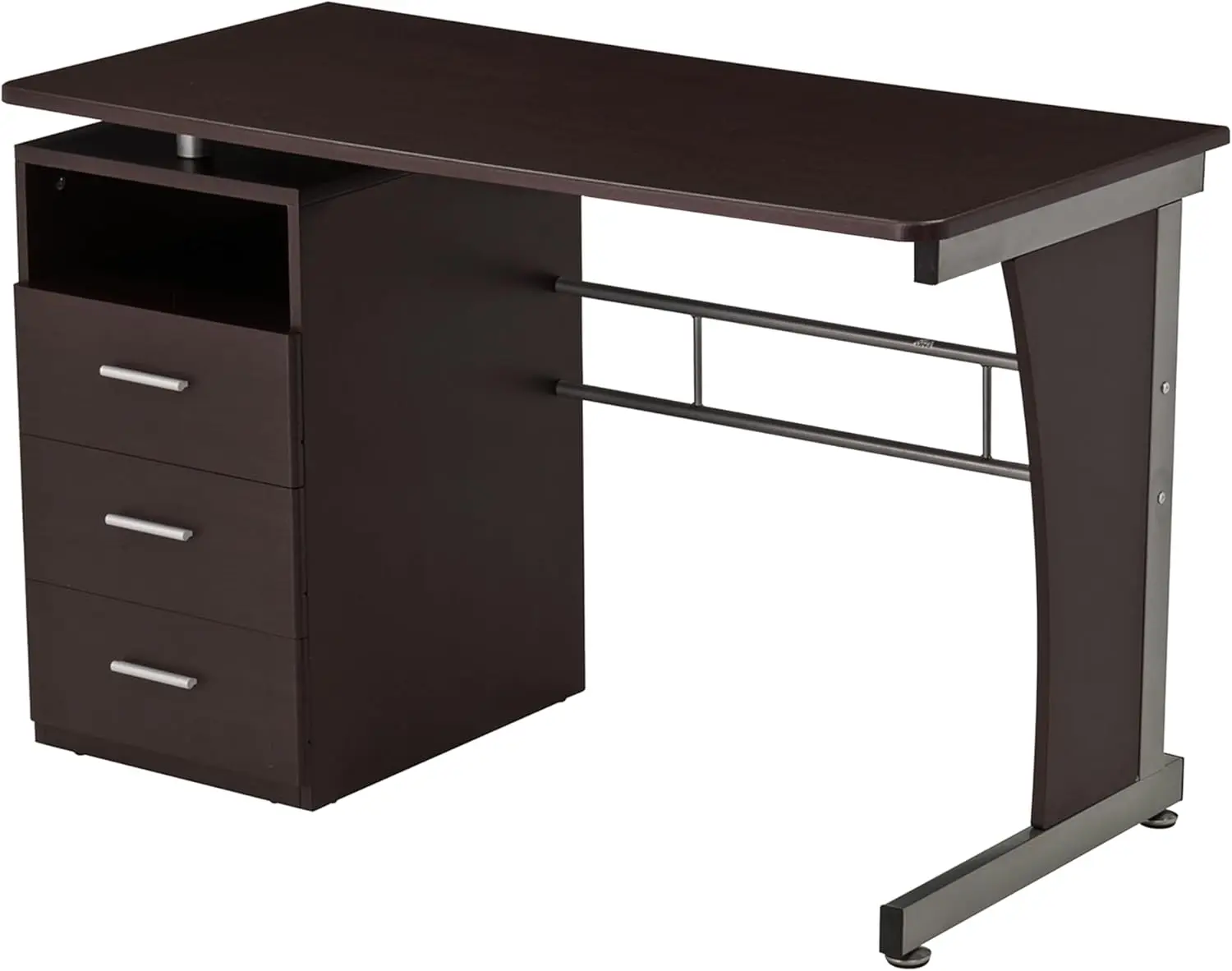 48" Computer Desk with Drawers, Home Office Desk with Storage, Heavy Duty and Water Resistant Study Table, Chocolate Brown