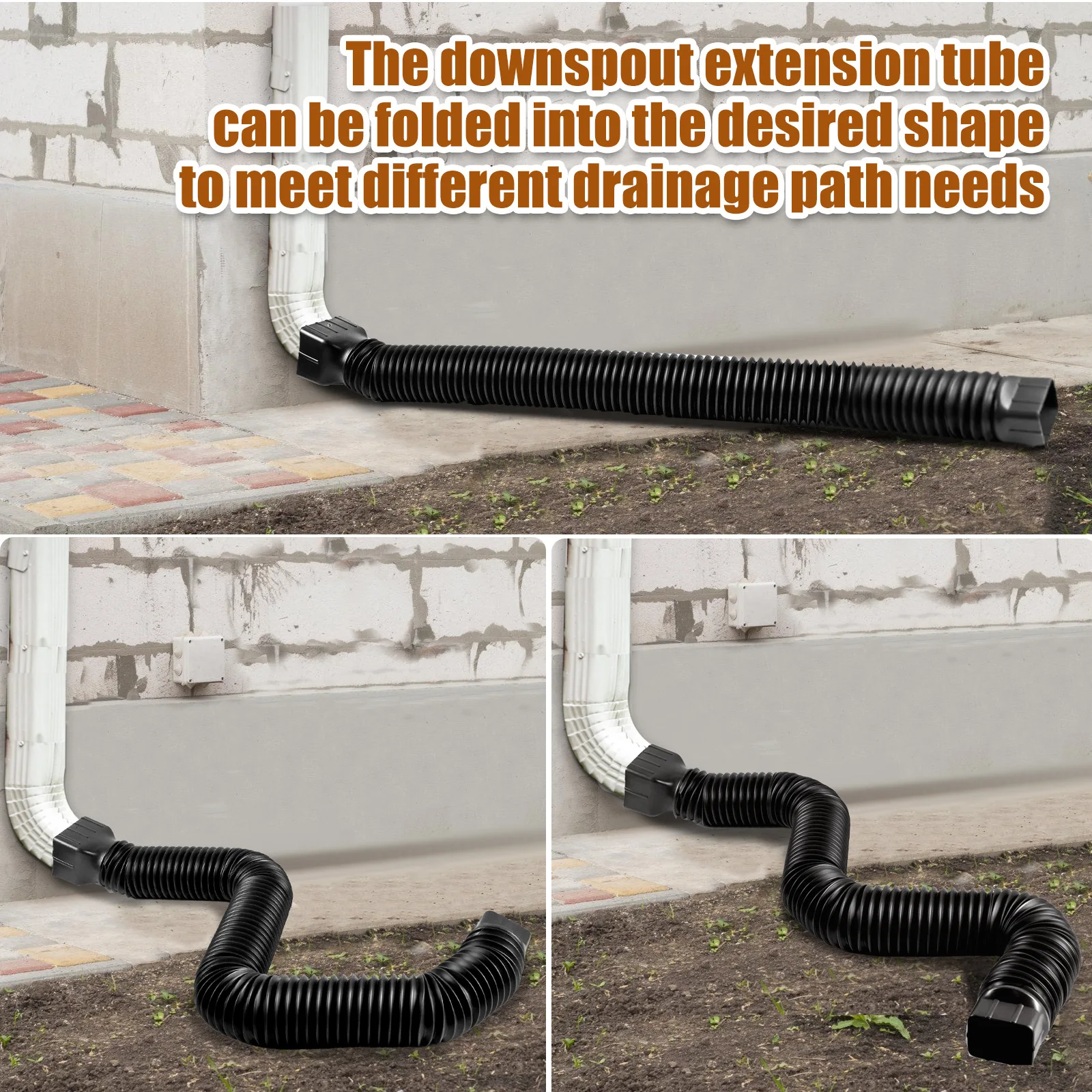 Rain Gutter Downspout Extensions Flexible Drain Downspout Extender Connector Rainwater Drainage System Accessory Adjustable Rain Gutter Downspout Extender Drain Pipe