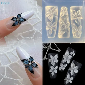 ☽ Stampo per Nail Art 3D, Decorazioni Trasparenti a Forma di Fiore di Giglio Curvo, Modello in Silicone Fai-da-Te