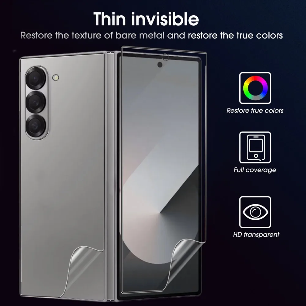 9in1 per Samsung Galaxy Z Fold 7/6/5 Morbido TPU Idrogel Pellicola Della Protezione Dello Schermo HD Interno Esterno Posteriore Pellicole Protettive per Z Fold 6 5 - immagine 5