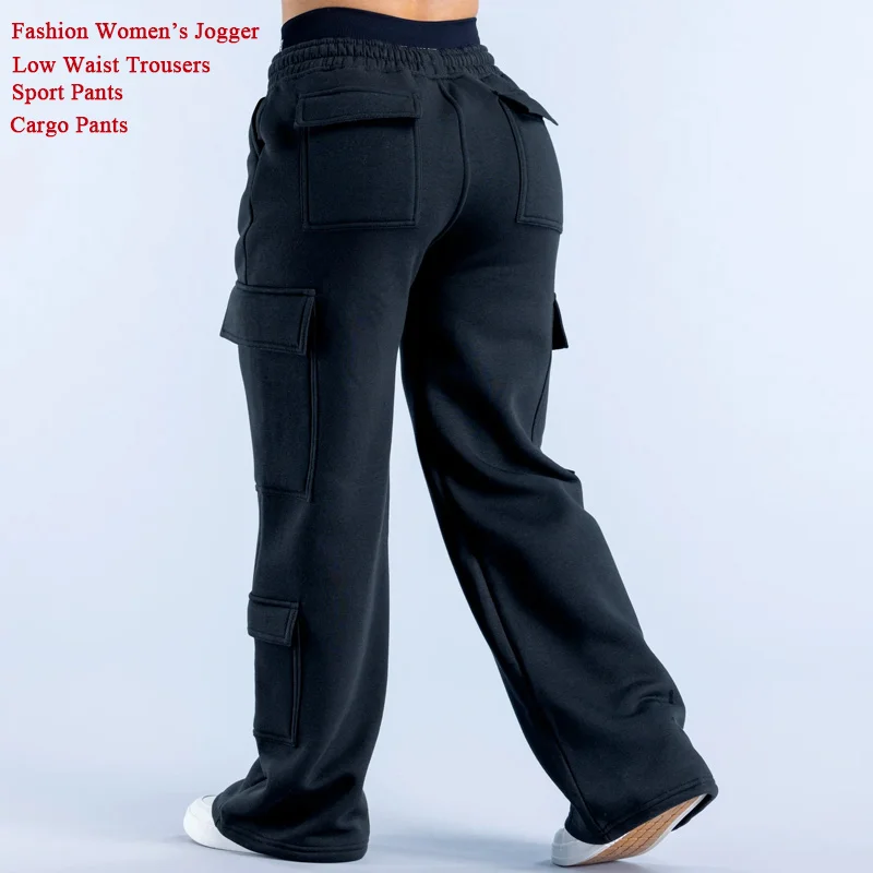 Men's Casual Pants Multiple Pockets American Style Work Pants Women Low Waist Belted Straight Leg Wide Leg Pants 1