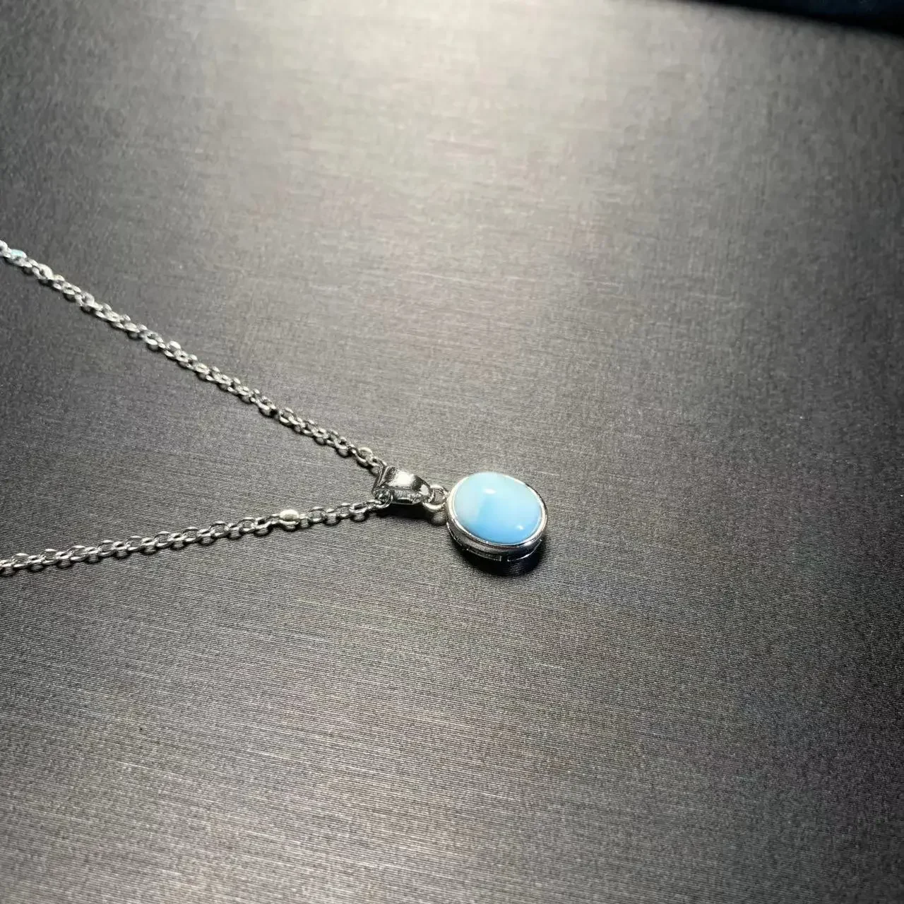 HEYYA STONE Oval Natural Larimar Pendant Necklace For Women 925 Silver Plated Simple Fine Jewelry Gemstone Classic Style pendant necklace silver necklace silver pendant