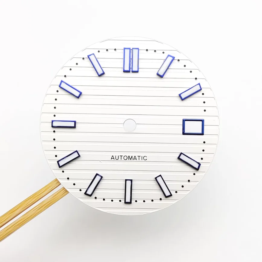 

Watch Accessories Watch Dial 29.8mm White Blue Scale Dial Green Luminous for NH35A Movement