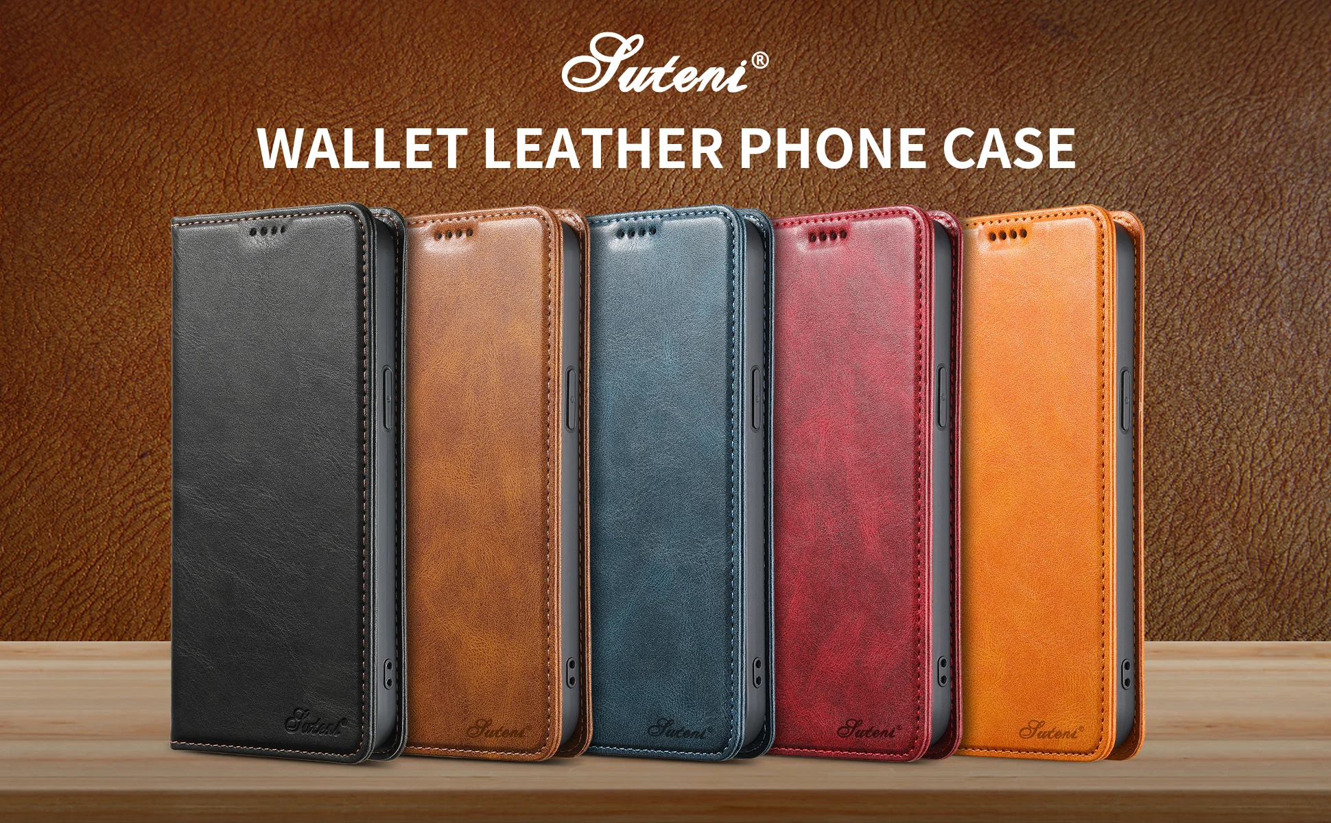 SUTENI Leather Phone Case For iPhone 11 12 13 14 Pro Max Mini XR XS 8 7 SE  2020 Plus Flip Wallet Cover