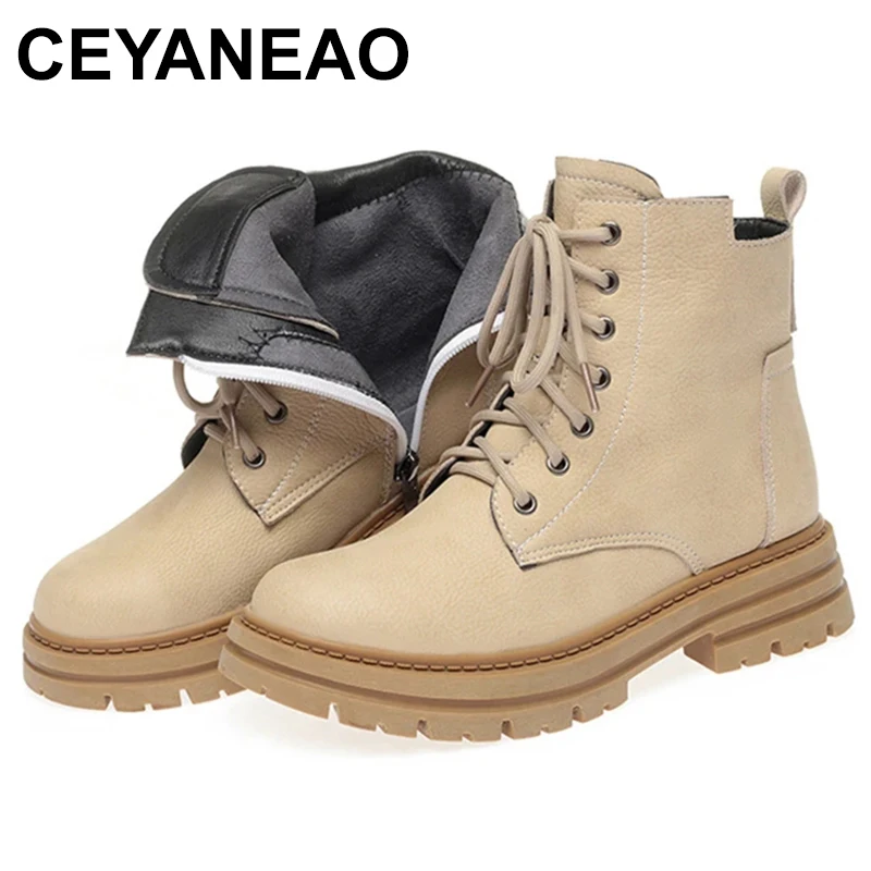 

Ankle Boots For Women Genuine Leather Winter Boots 2023 Autumn Ladies Platform Booties Luxury Martens Boot Plus Size 43