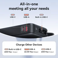 Vention 65W Portable Power Bank 20000mAh PD Fast Charging with Built-in USB Type-C Cable for Laptops iPhone 16 15 14 13 Pro Max - Ảnh 2