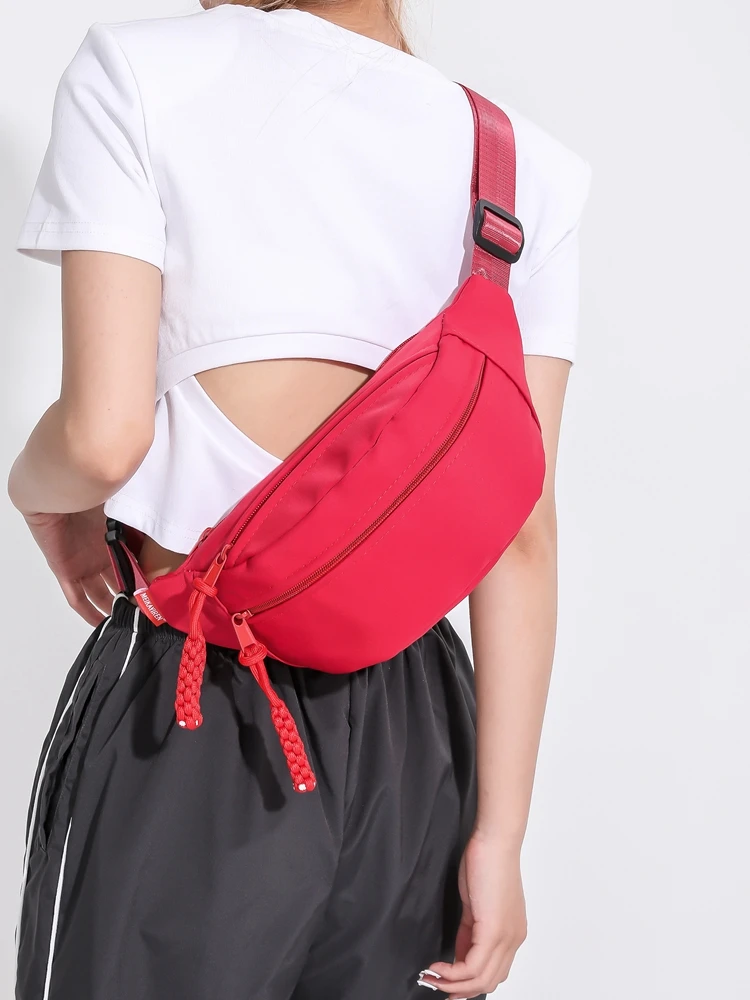 Simple Waistpack 2023 New Women\'s Solid Color Minimalist Nylon Fabric Shoulder Bag Casual Versatile Portable Zipper Chest Bag
