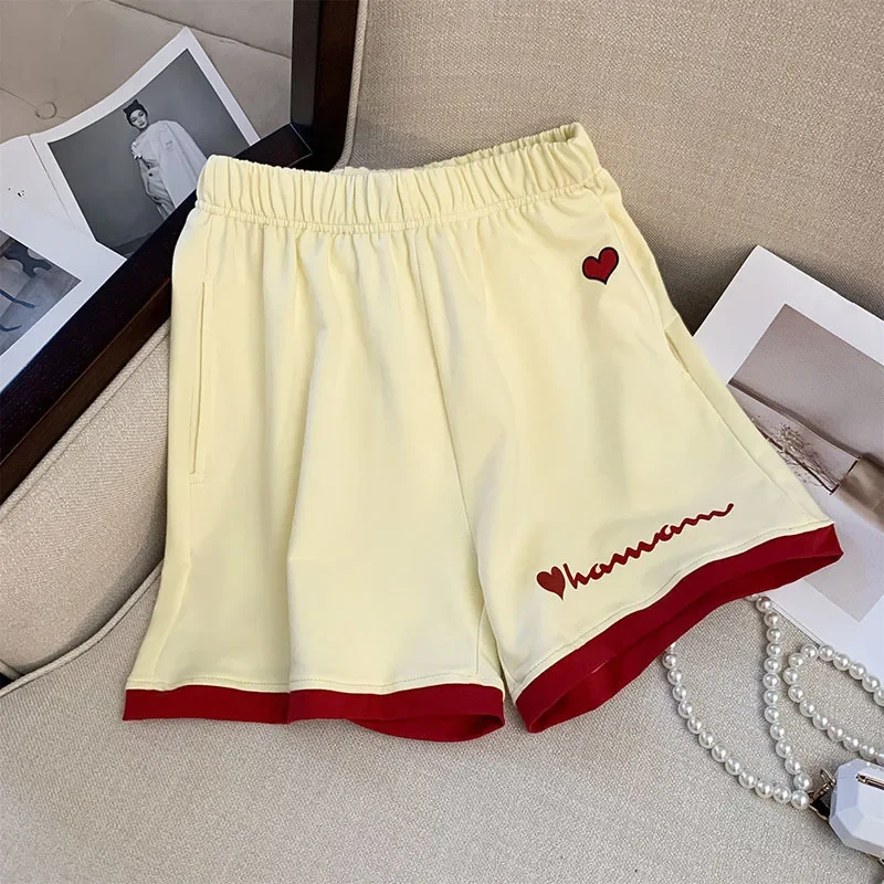 Contrast color design sense sports tracksuit women's summer loose Korean short-sleeved T Shirt + shorts Casual two-piece sets