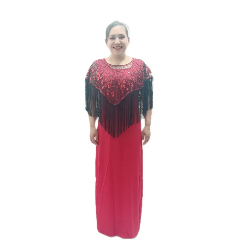 

African Plus Size Dresses for Women Summer 2024 Elegant African Sequin Red Blue Black Long Maxi Dress Dashiki African Clothing