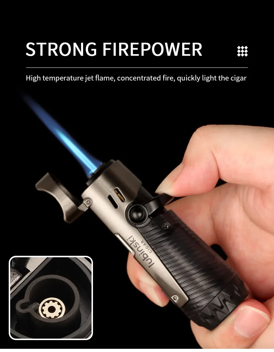 Description Picture 5 of itemLUBINSKI Lighter With Cigar Needles Drege Tool Cigar Lighter With Punch Cutter Mini Pocket Cigar Torch Lighters