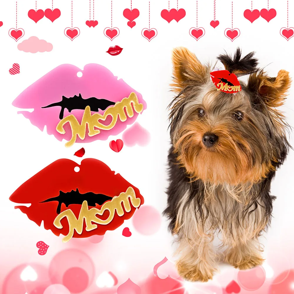 

2PCS Fashion Vermilion Lips Pet Dog Hair Clips Puppy Cat Pink Lips Hairpin Sex Appeal Dog Hair Accessories Pet Hair Supplies