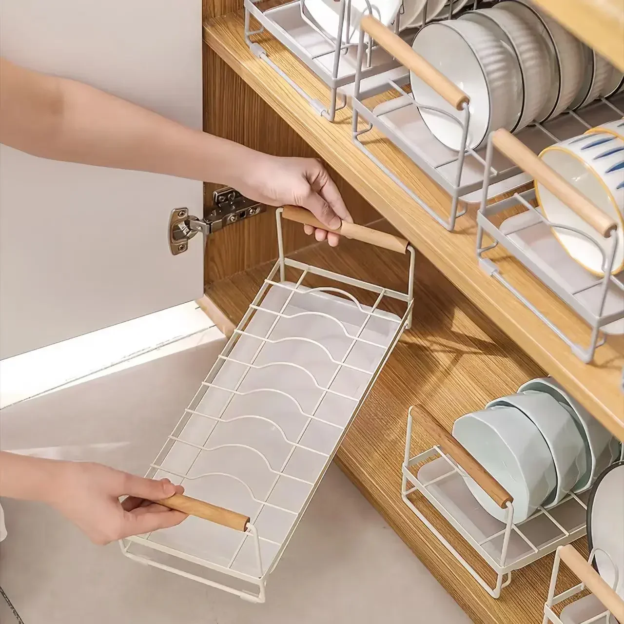 Storage Rack Kitchen Storage Rack Perforation-Free Drain Bowl Tray Household Countertop Utensil Cabinet