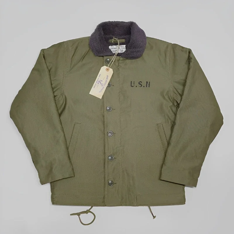 BOB DONG 1940's N-1 Deck Jacket Vintage Military Style Warm Wool Lining Men's Outerwear 3