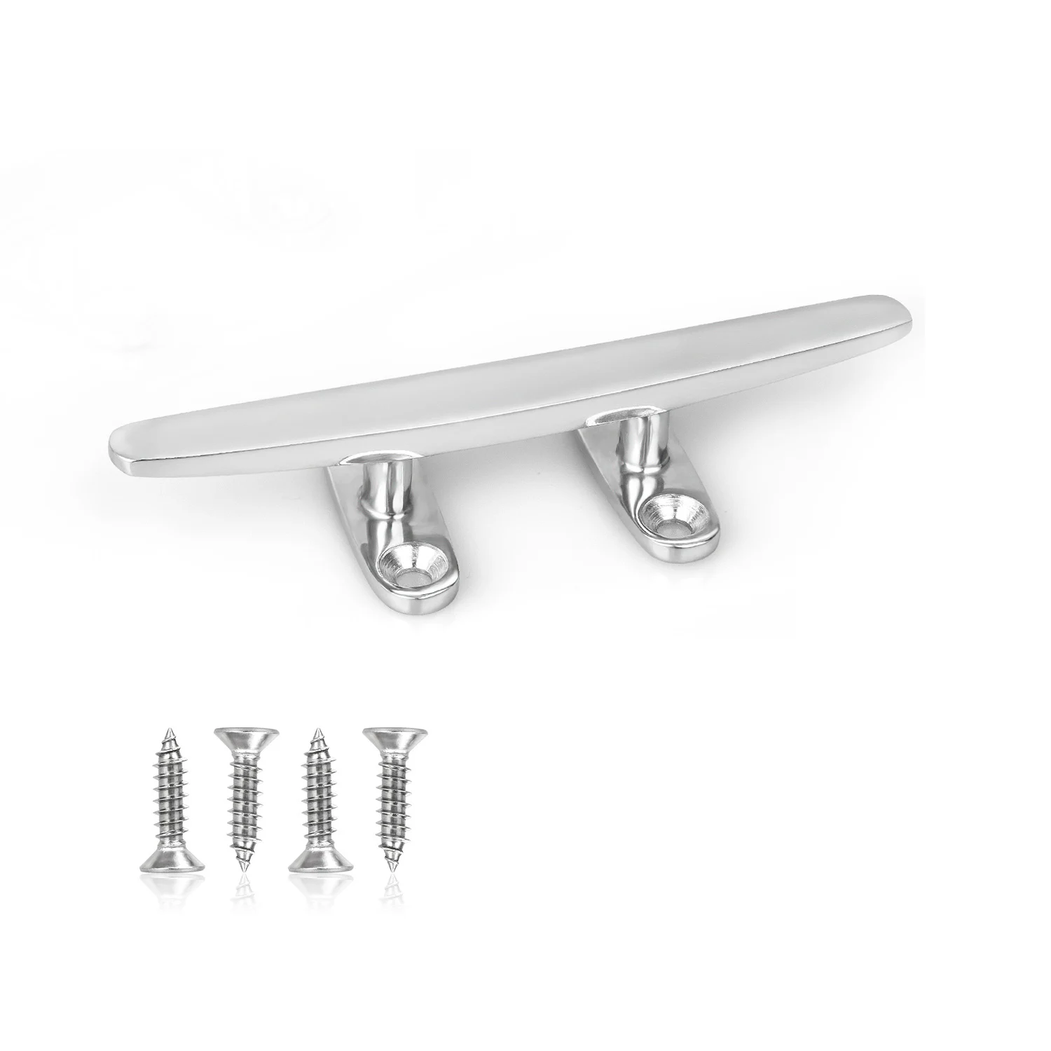 Marine Grade Small Boat Dock Cleats 4 Inch (1 Piece) Stainless Steel Open Base, Include Installation 4 Pcs Screws