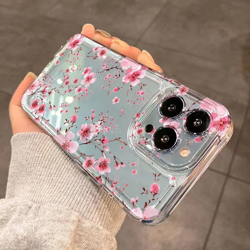 Cherry Blossom Pattern Clear Phone Case with Bumper Cover
