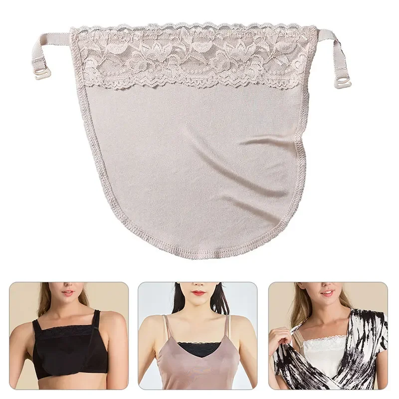Anti-Glare Underwears Strapless Insert Wrapped Chest Overlay Modesty Panel for Women Quick Easy Clip-On Lace Mock Camisole Bra