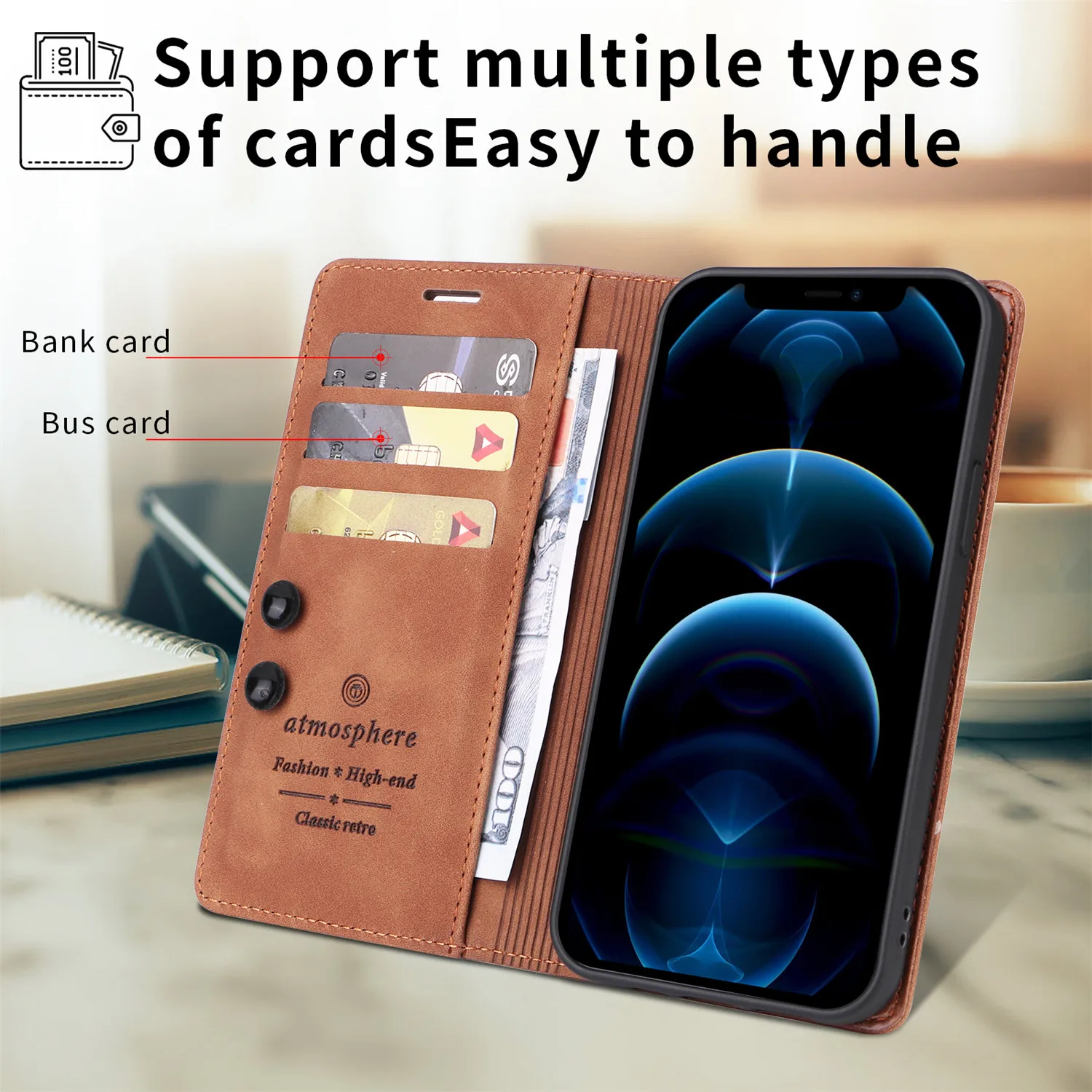 Luxury Leather Flip Case - Premium Wallet & Stand Phone Cover