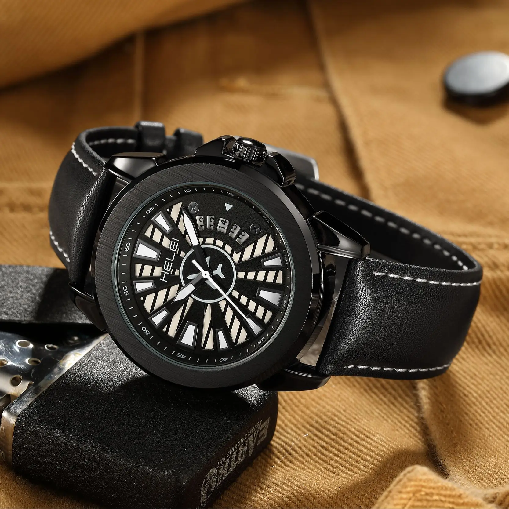 Men Quartz Wrist Watch Clock Leather Strap Sport Business Casual Waterproof Top Brand Simple For Male New 2024