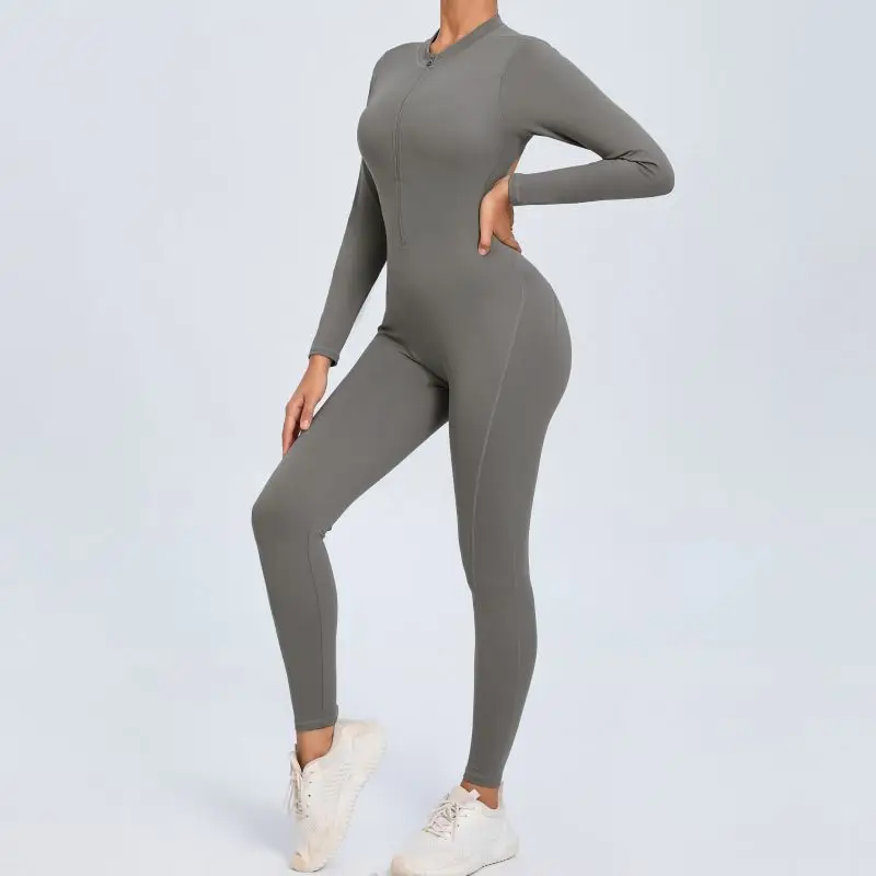 One-piece Sport Yoga Jumpsuit Long Sleeve Zipper Bodycon Women Outfit Fitness Gym Suit Workout Clothes for Women Sportwear Set yoga set sports set gym workout set sportswear set fitness set sports bra set yoga pants set fitness jumpsuit fitness one piece wear