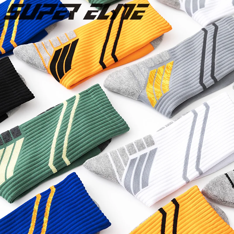 5Pairs Professional Elite Basketball Socks Mens Thicker Stocking Sweat-Absorbent Cycling Socks Sports Football Skateboard Socks