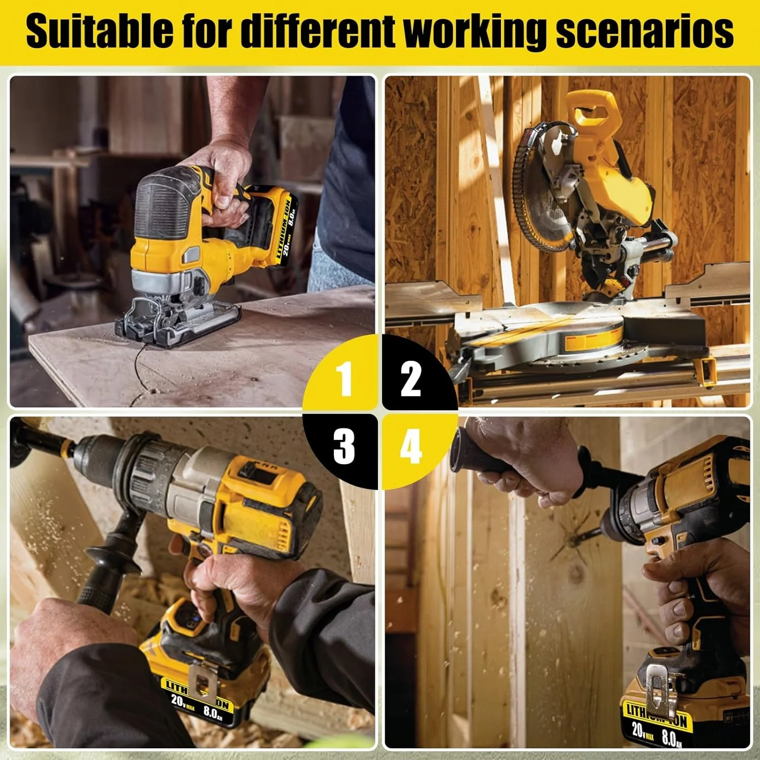 Replace DeWei 20V 8.4Ah DCB205 Hand Drill Electric Tool 18650 Lithium Battery Power Battery DCB206-2 DCB205-2 DCB205 6