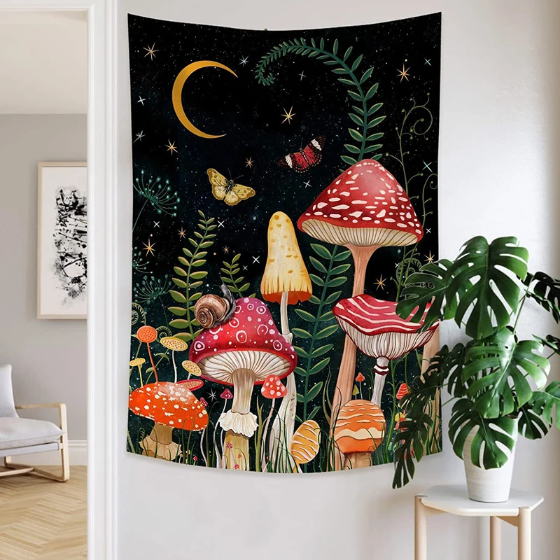 Psychedelic Mushroom Tapestry Divination Psychic Wall Hanging Hippie Boho Cute Room Decoration Magic Tapestries Art Home Decor Tapestry Decorations