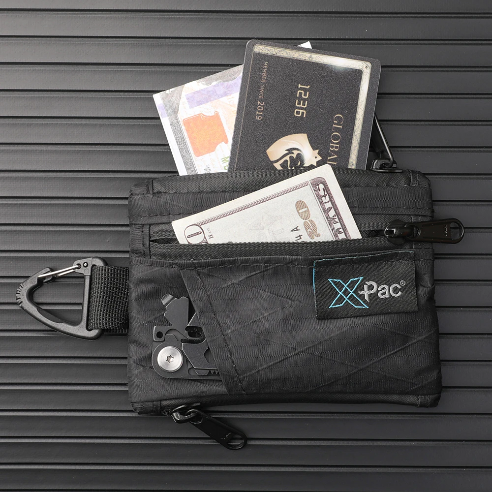Compact EDC Utility Pouch Wallet with Keychain and YKK Zipper