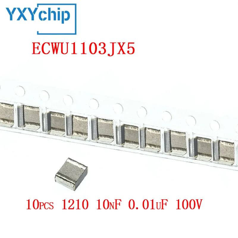 

10 шт. 1210 10nf 0,01 uf 100v Cbb Ecwu1103jx5 5% 3225 Smd Металлизированный пленочный конденсатор Pps новый оригинальный