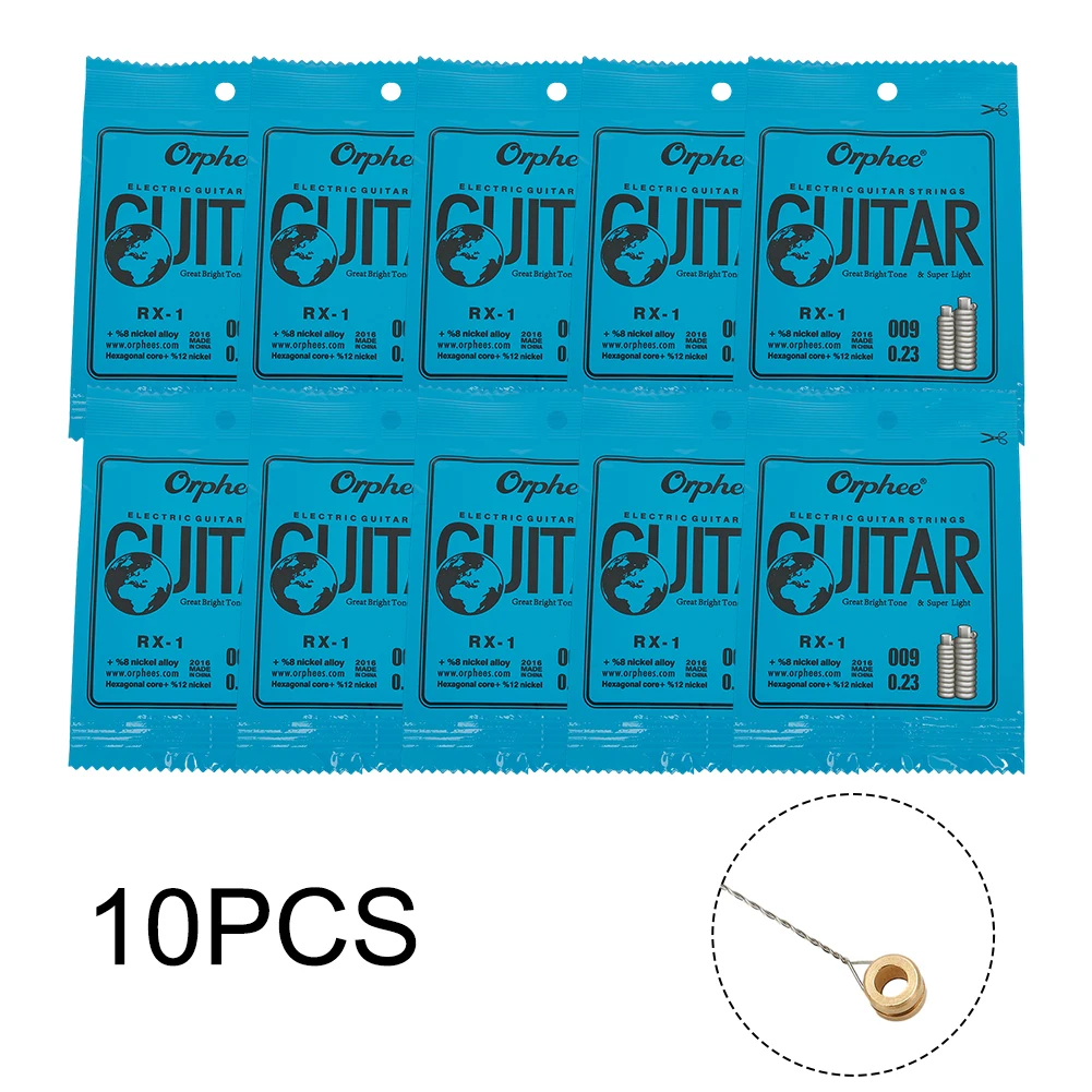 10 Stück einzelne Gitarrensaiten als Ersatz für E-Gitarre, 1., 2., 3. E-Saite (.009), Nickellegierung, superleichte Saiten – Detail 11