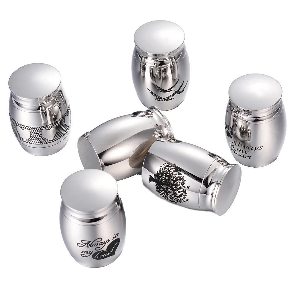 Funeral Jewelry Urns for Human Ashes Holder Stainless Steel Memorial Keepsake with Always in My Heart Tree of life Dog Paw 2