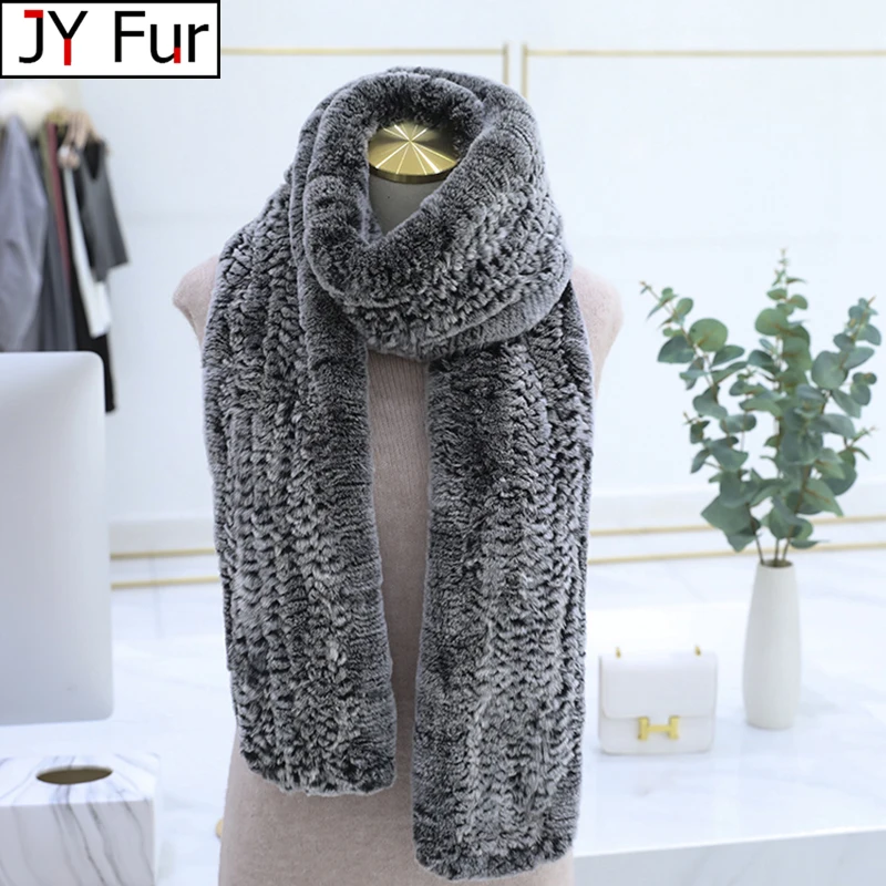 2023 Winter Warm Lady 100% Natural Fur Ball Muffler Fashion Knit Rex Rabbit  Fur Scarves Russia Women Real Rex Rabbit Fur Scarf - AliExpress