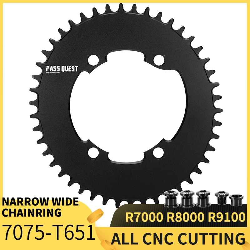 

PASS QUEST R9100 OVAL Road Bike Chain Crankshaft Closed disk 110BCD 58T Narrow Wide Chainring For R7000/R8000/DA9100