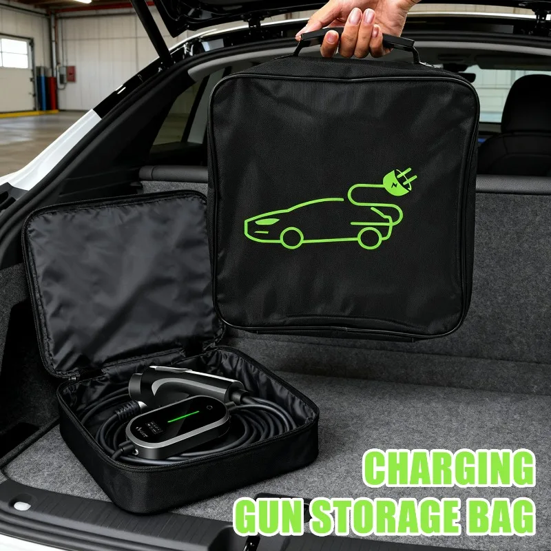 Electric Car Battery Jumper Cable Storage Bag Waterproof EV Car Rechargeable Gun Storage Organizer for Charging Cables Cords