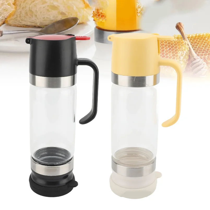 꿀 디스펜서 350ml 손잡이가 있는 투명 유리 시럽 디스펜서는 커피숍, 레스토랑..