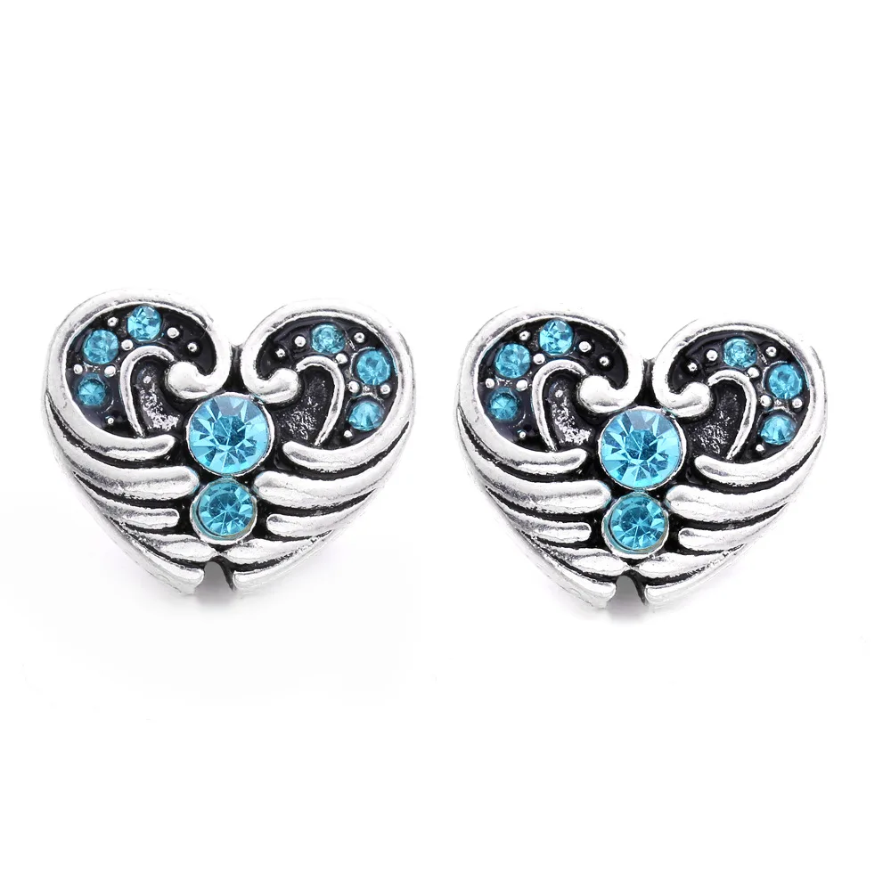 30pcs New 12mm Snap Buttons Jewelry Heart Metal Rhinestone Flower Mini 12mm Snap Buttons Bracelets Necklaces
