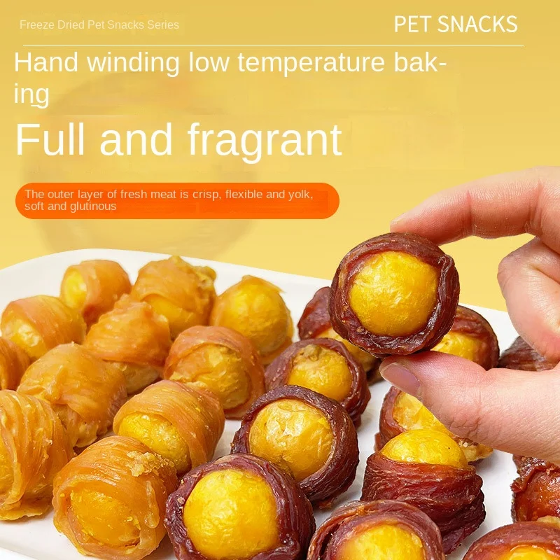 Pet Snacks Pure Chicken And Duck Meat Wrap Freeze-Dried Egg Yolk Beautiful Hair Clean Teeth Nutritious Rich With Phospholipids