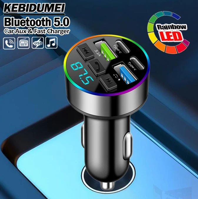 High-Speed Wireless FM Transmitter with Ambient Lighting and Handsfree Calling