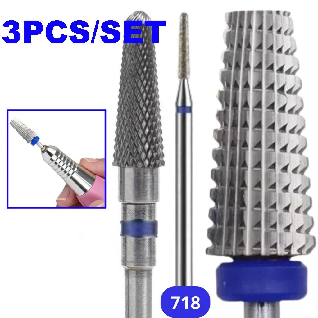 1개/3개 전문가용 텅스텐 스틸 다이아몬드 네일 드릴 비트 큐티클 제거 비트, 전기 네일 드릴 호환