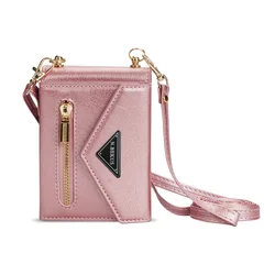 Elegant Crossbody Leather Wallet Phone Case with Card Slots and Lanyard Strap for Samsung Z Flip 6 (Rose Gold)