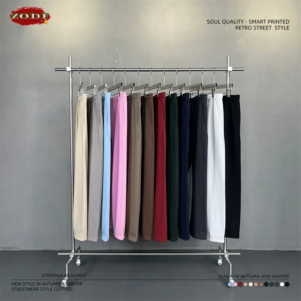 ZODF Fashion 2024 Winter 430gsm Straight Pants For Men Unisex Casual Terry Fabric Trousers Brand Clothes HY0847 6