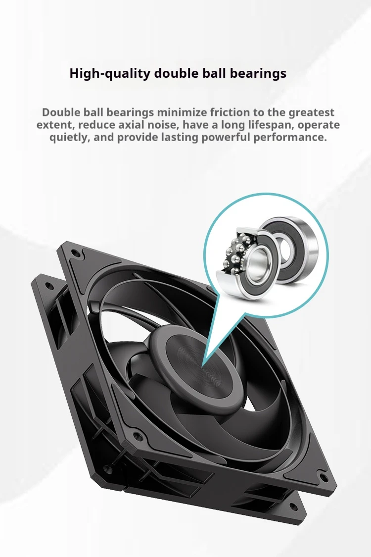 B-12 Ring Blade High-Wind Pressure Fan 120mm PWM Two Ball Bearing Quiet Fan for